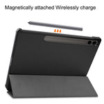 Til Samsung Galaxy Tab S9 FE+ Læderetui Tablet Cover med Treflad Stand