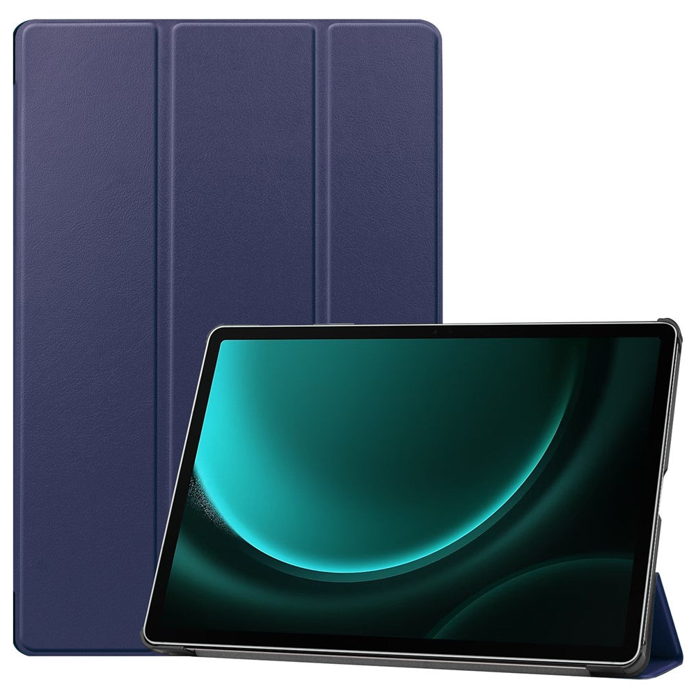 Til Samsung Galaxy Tab S9 FE+ Læderetui Tablet Cover med Treflad Stand