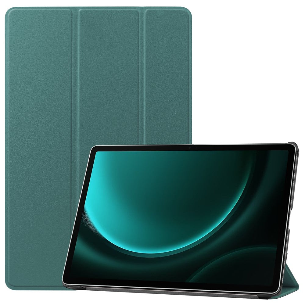 Til Samsung Galaxy Tab S9 FE+ Læderetui Tablet Cover med Treflad Stand