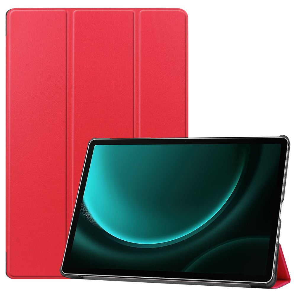 Til Samsung Galaxy Tab S9 FE+ Læderetui Tablet Cover med Treflad Stand