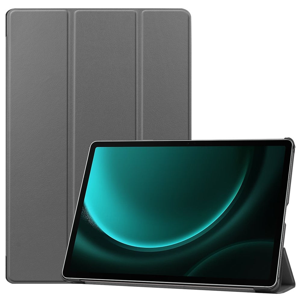 Til Samsung Galaxy Tab S9 FE+ Læderetui Tablet Cover med Treflad Stand