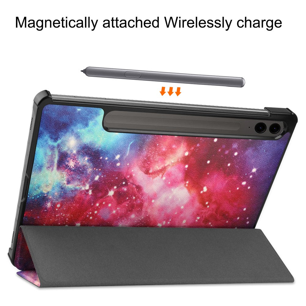 Til Samsung Galaxy Tab S9 FE+ Cover Tri-fold Stativ PU Læder Tablet Cover