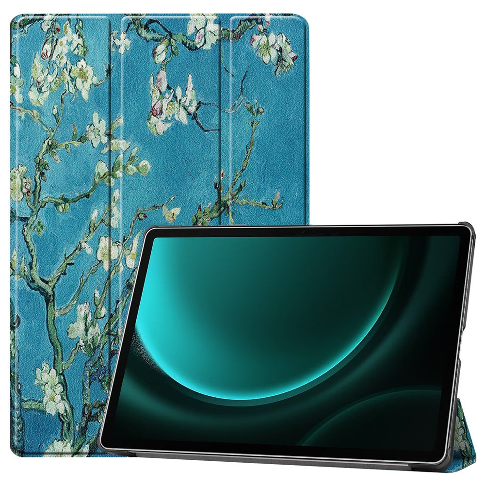 Til Samsung Galaxy Tab S9 FE+ Cover Tri-fold Stativ PU Læder Tablet Cover