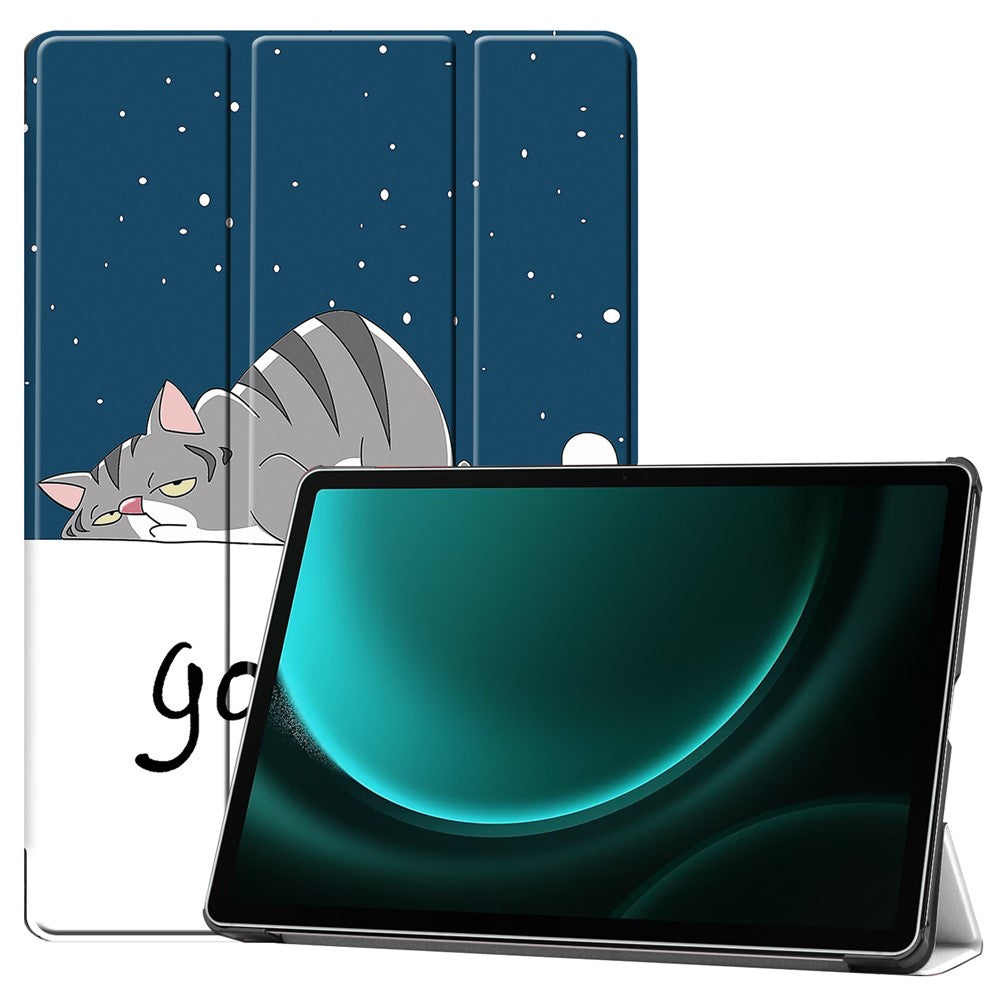 Til Samsung Galaxy Tab S9 FE+ Cover Tri-fold Stativ PU Læder Tablet Cover