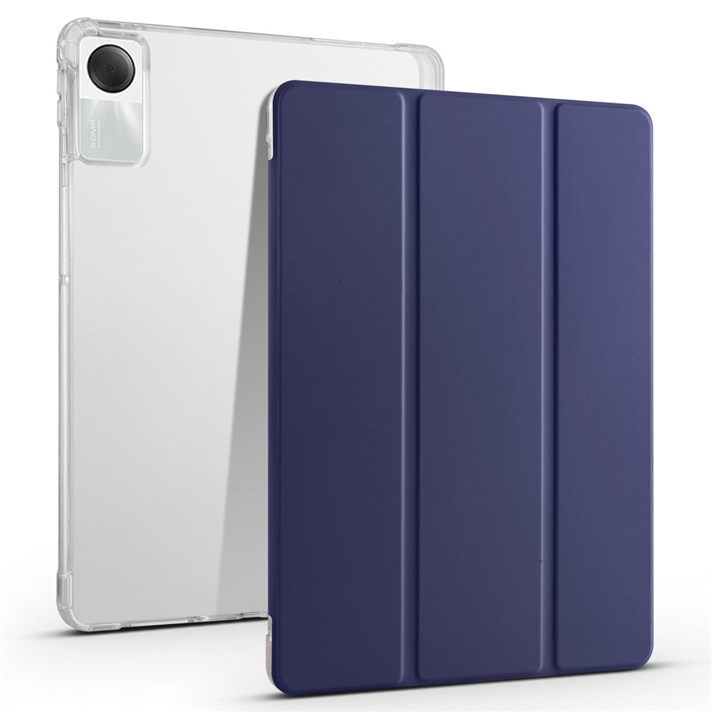 For Xiaomi Redmi Pad SE Clear Back Case Tri-fold Stand Tablet Cover with Pen Slot