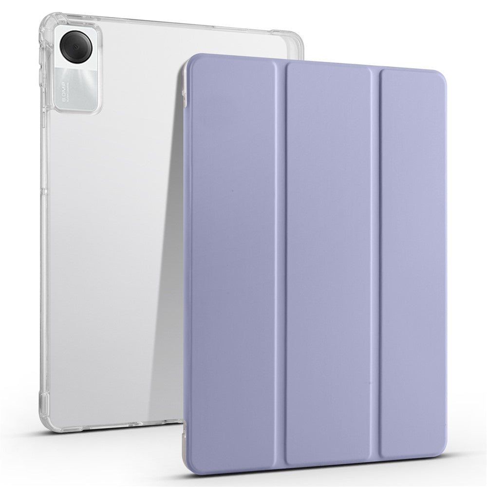 For Xiaomi Redmi Pad SE Clear Back Case Tri-fold Stand Tablet Cover with Pen Slot