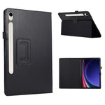 Til Samsung Galaxy Tab S9 Lædercover Litchi Tekstur Bi-fold Stativ Tablet Cover