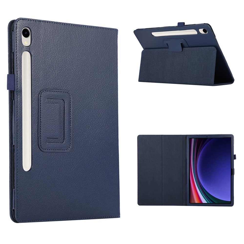 Til Samsung Galaxy Tab S9 Lædercover Litchi Tekstur Bi-fold Stativ Tablet Cover
