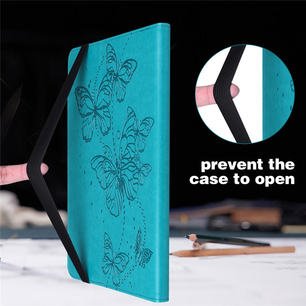 For Samsung Galaxy Tab S9 Case Butterfly Imprinted Card Holder Leather Tablet Cover