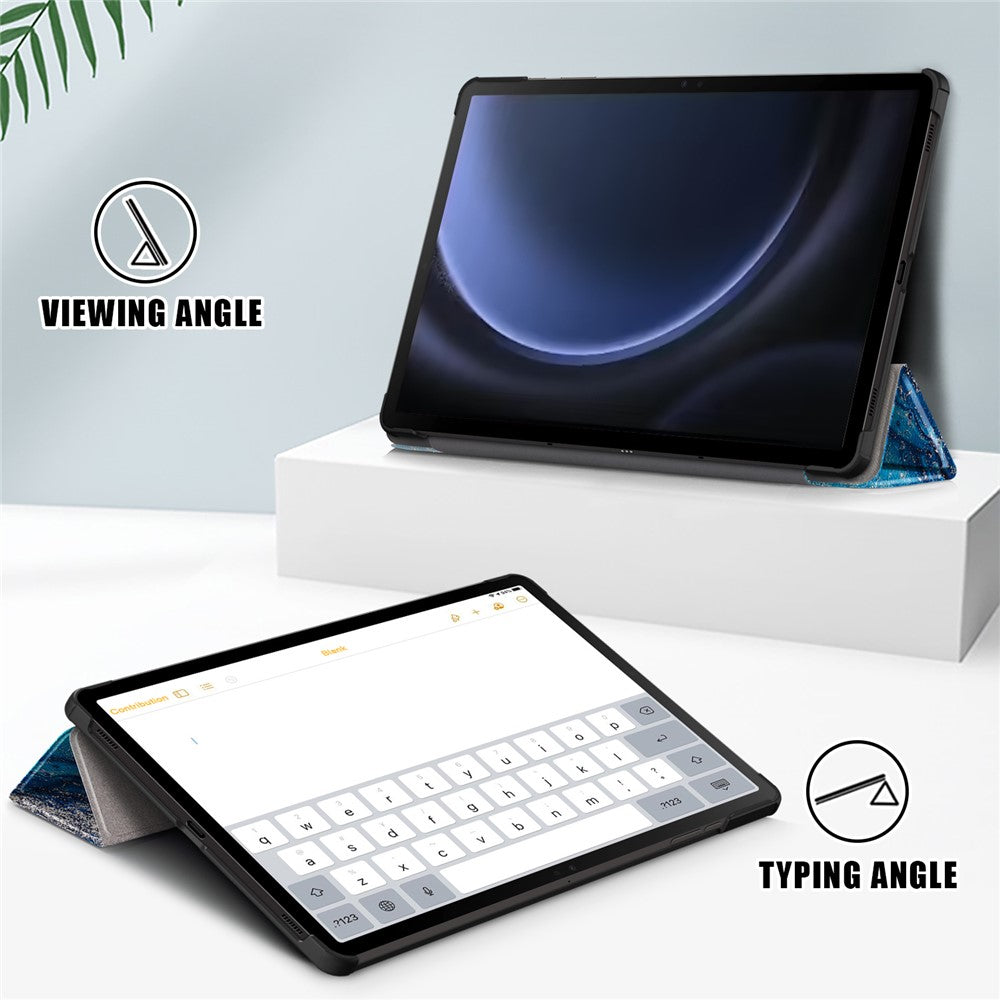 Til Samsung Galaxy Tab S9 FE sm-x510 sm-x516 Cover Trefoldigt Stander Mønster Print Tablet Cover