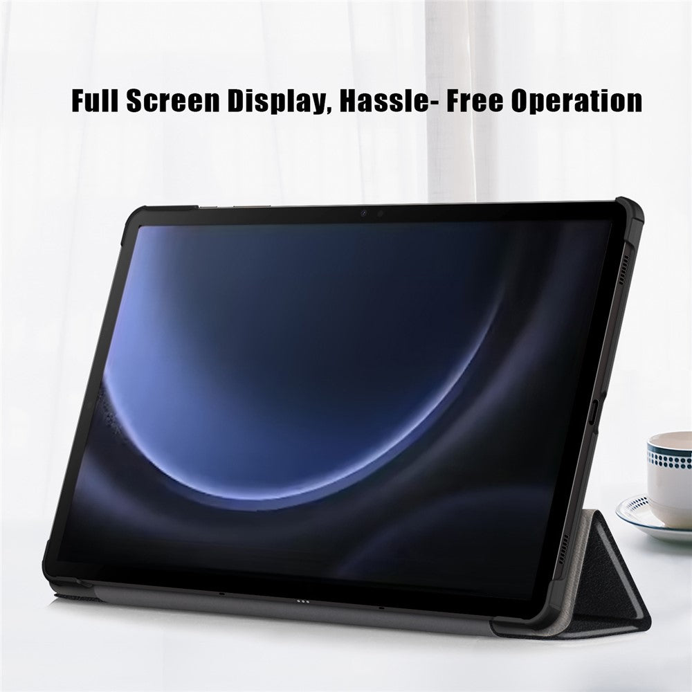 Til Samsung Galaxy Tab S9 FE+ SM-x610 / SM-616 Etui Læder Tablet Cover med Tredelt Stand