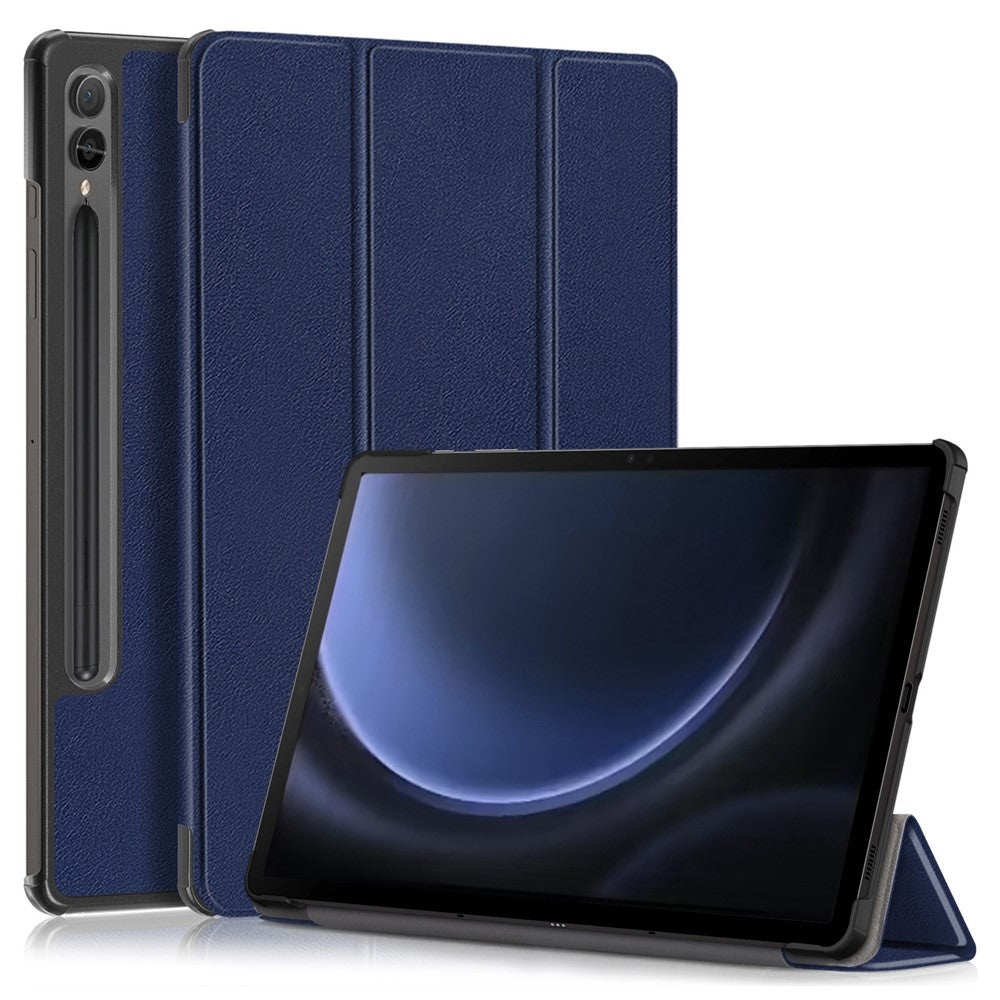 Til Samsung Galaxy Tab S9 FE+ SM-x610 / SM-616 Etui Læder Tablet Cover med Tredelt Stand