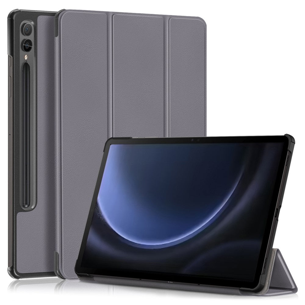 Til Samsung Galaxy Tab S9 FE+ SM-x610 / SM-616 Etui Læder Tablet Cover med Tredelt Stand