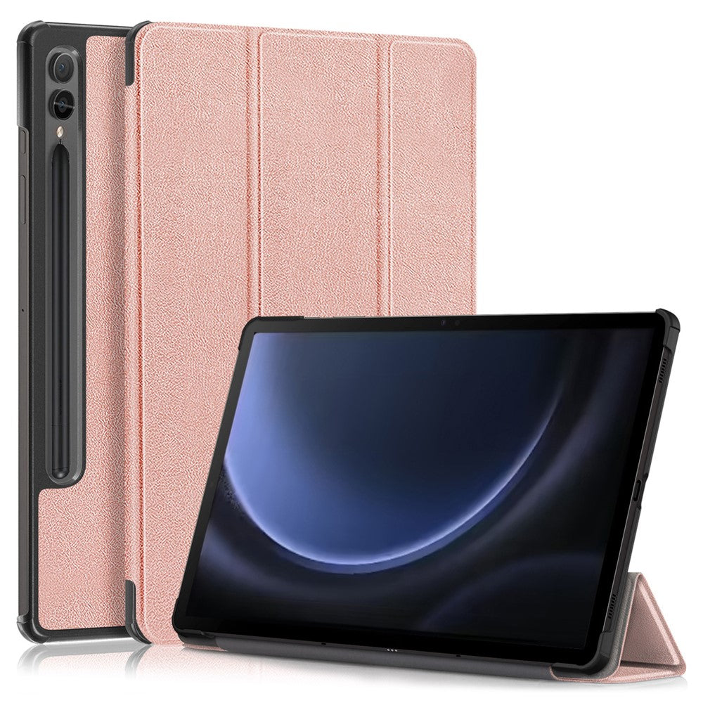Til Samsung Galaxy Tab S9 FE+ SM-x610 / SM-616 Etui Læder Tablet Cover med Tredelt Stand