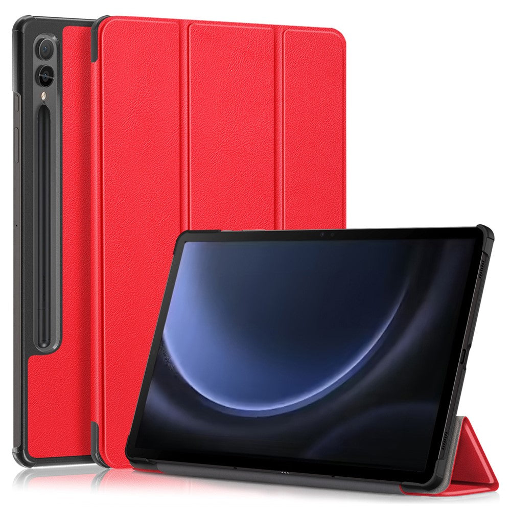Til Samsung Galaxy Tab S9 FE+ SM-x610 / SM-616 Etui Læder Tablet Cover med Tredelt Stand