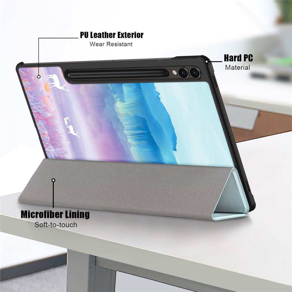 For Samsung Galaxy Tab S9 FE+ SM-x610 / SM-616 Case Tri-fold Stand Leather Tablet Cover