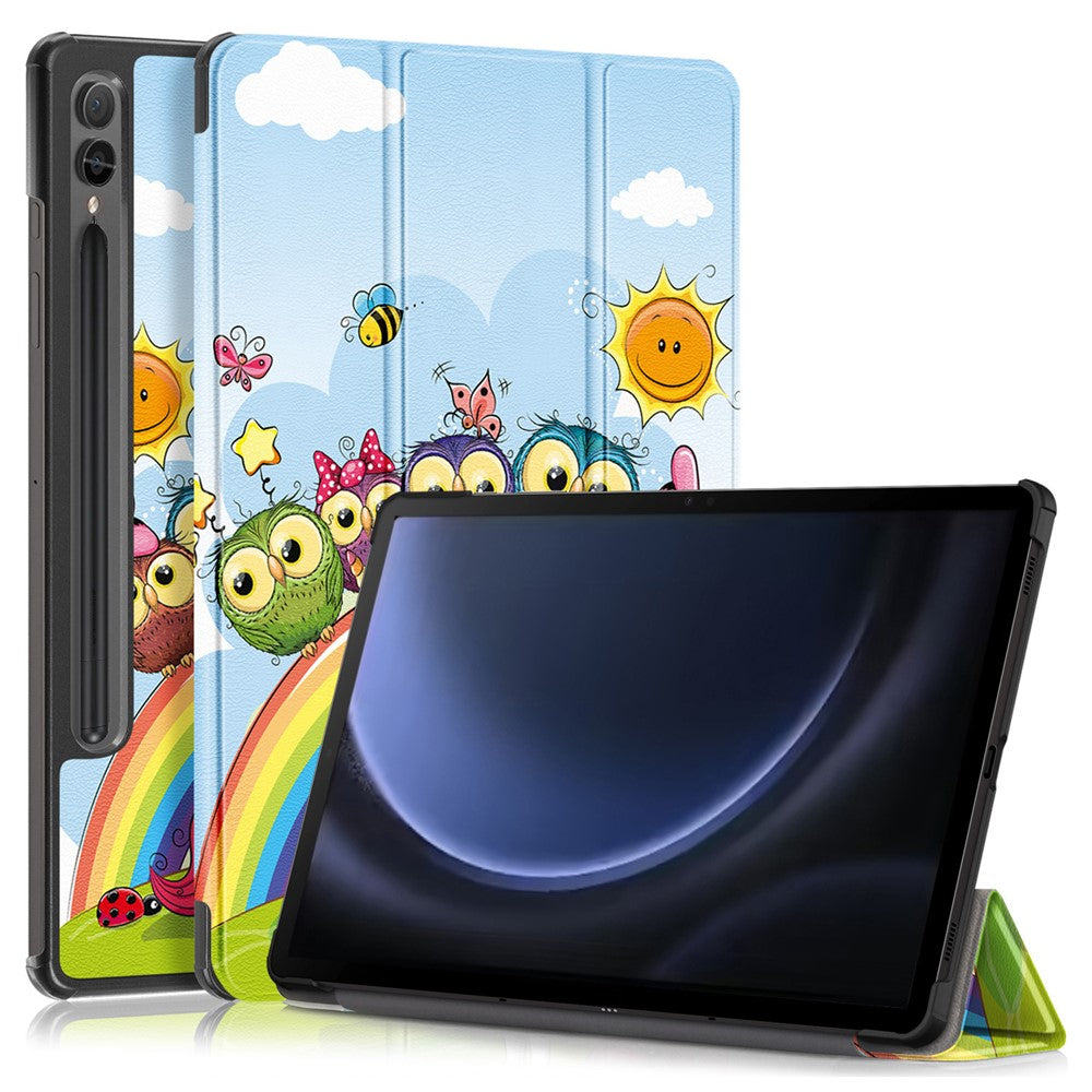 For Samsung Galaxy Tab S9 FE+ SM-x610 / SM-616 Case Tri-fold Stand Leather Tablet Cover