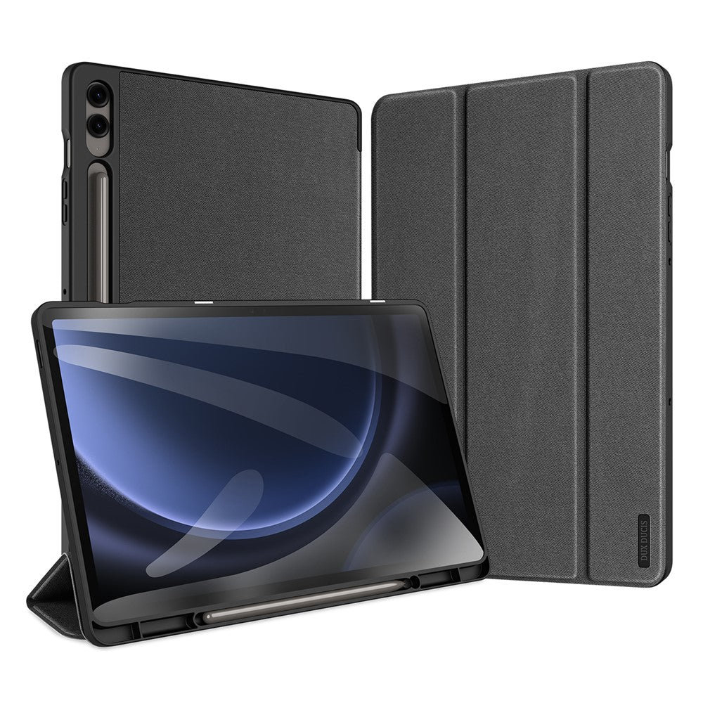 DUX DUCIS Domo Series til Samsung Galaxy Tab S9 FE+ Tri-fold Stativcover i Læder, Business Smart Tablet Cover