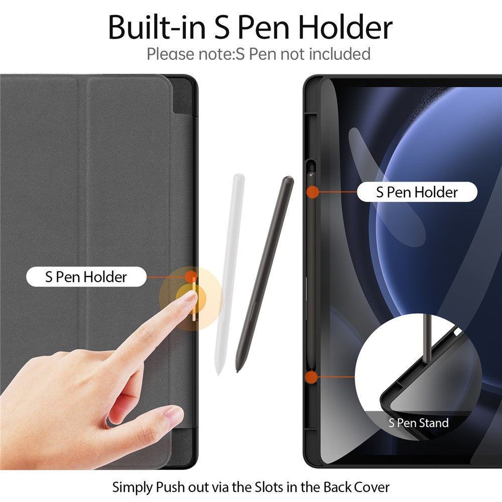 DUX DUCIS Domo Series til Samsung Galaxy Tab S9 FE+ Tri-fold Stativcover i Læder, Business Smart Tablet Cover