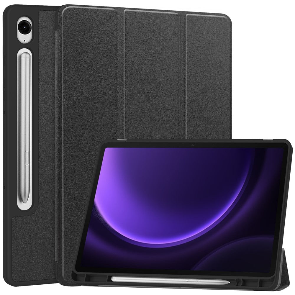 For Samsung Galaxy Tab S10 Lite / S10 FE / S9 FE / Tab S9 Smart Case PU Leather+TPU Trifold Stand Tablet Cover with Pencil Holder
