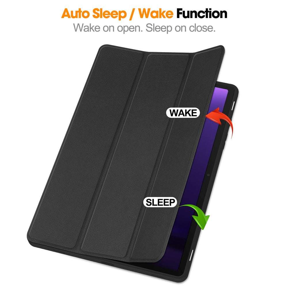 For Samsung Galaxy Tab S10 Lite / S10 FE / S9 FE / Tab S9 Smart Case PU Leather+TPU Trifold Stand Tablet Cover with Pencil Holder