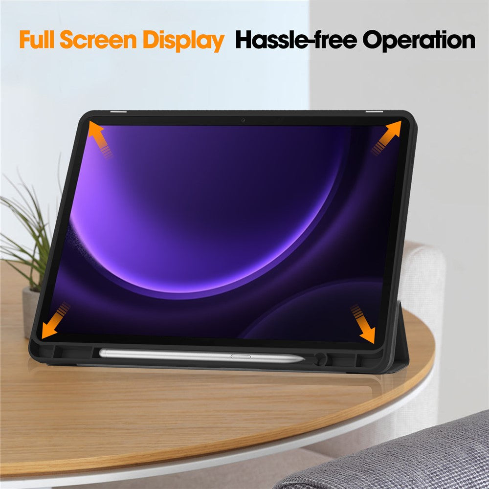 For Samsung Galaxy Tab S10 Lite / S10 FE / S9 FE / Tab S9 Smart Case PU Leather+TPU Trifold Stand Tablet Cover with Pencil Holder