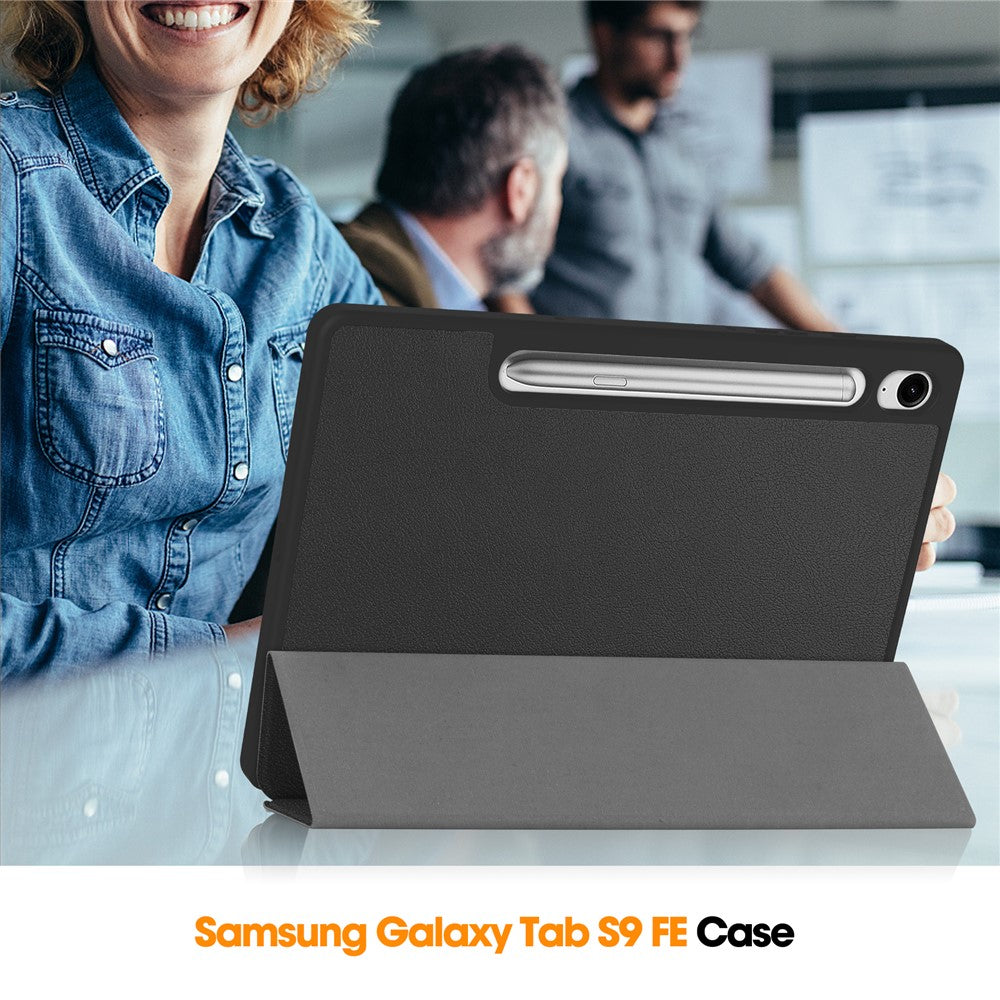 For Samsung Galaxy Tab S10 Lite / S10 FE / S9 FE / Tab S9 Smart Case PU Leather+TPU Trifold Stand Tablet Cover with Pencil Holder