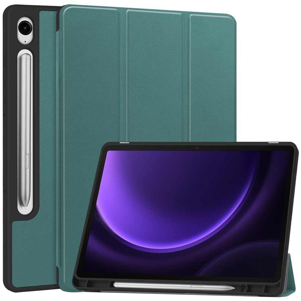 For Samsung Galaxy Tab S10 Lite / S10 FE / S9 FE / Tab S9 Smart Case PU Leather+TPU Trifold Stand Tablet Cover with Pencil Holder