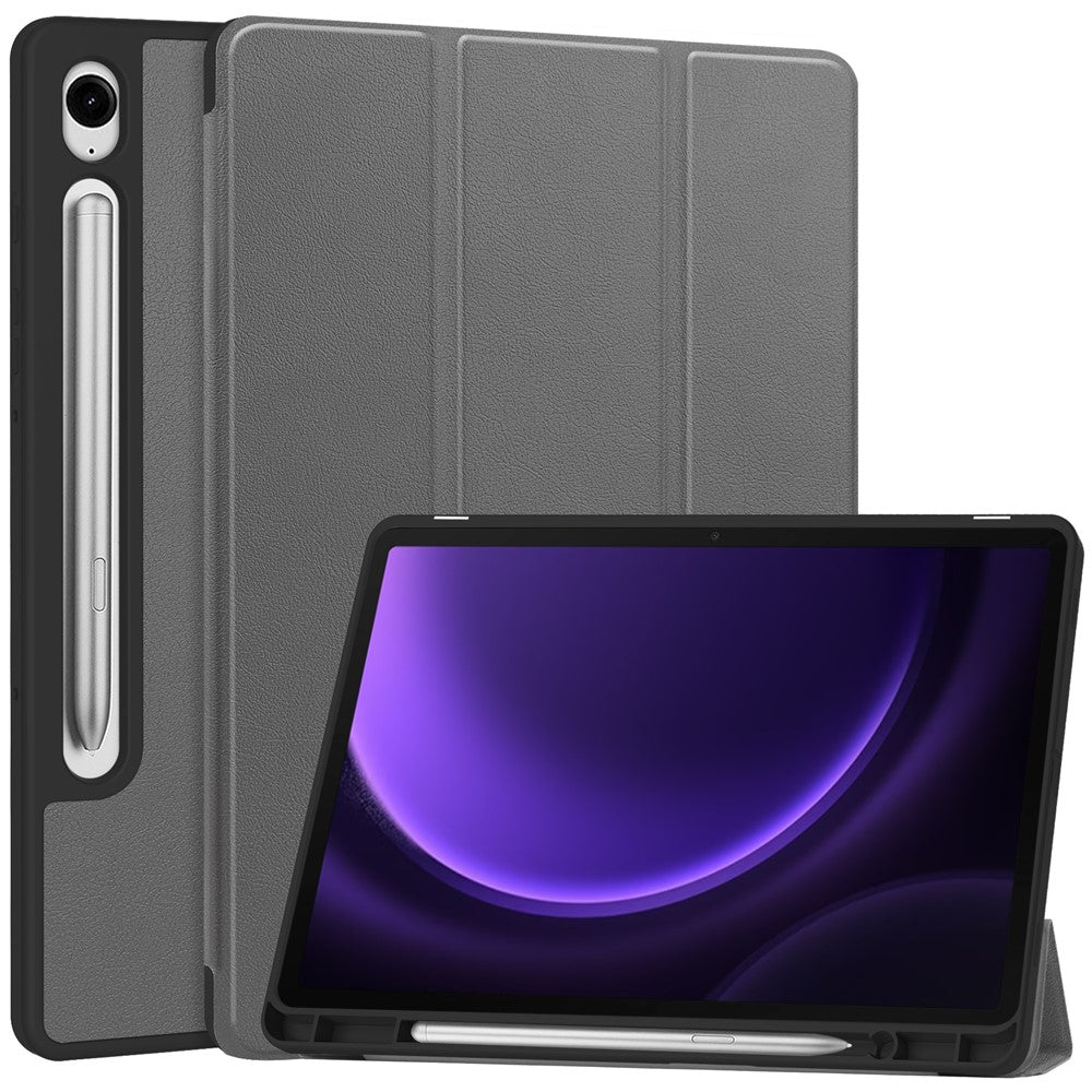 For Samsung Galaxy Tab S10 Lite / S10 FE / S9 FE / Tab S9 Smart Case PU Leather+TPU Trifold Stand Tablet Cover with Pencil Holder