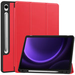 For Samsung Galaxy Tab S10 Lite / S10 FE / S9 FE / Tab S9 Smart Case PU Leather+TPU Trifold Stand Tablet Cover with Pencil Holder