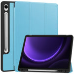 For Samsung Galaxy Tab S10 Lite / S10 FE / S9 FE / Tab S9 Smart Case PU Leather+TPU Trifold Stand Tablet Cover with Pencil Holder