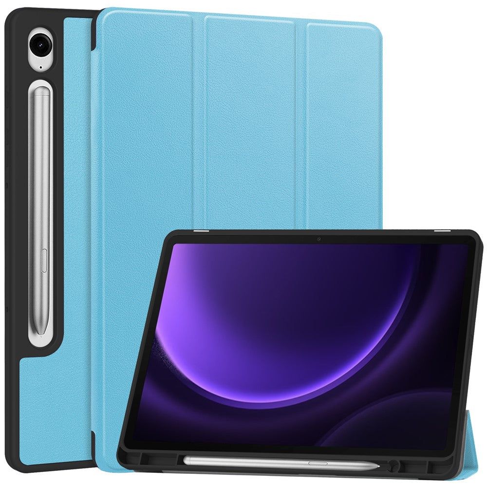 For Samsung Galaxy Tab S10 Lite / S10 FE / S9 FE / Tab S9 Smart Case PU Leather+TPU Trifold Stand Tablet Cover with Pencil Holder
