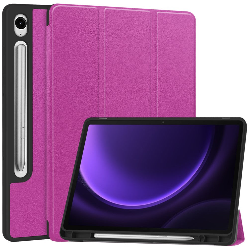 For Samsung Galaxy Tab S10 Lite / S10 FE / S9 FE / Tab S9 Smart Case PU Leather+TPU Trifold Stand Tablet Cover with Pencil Holder