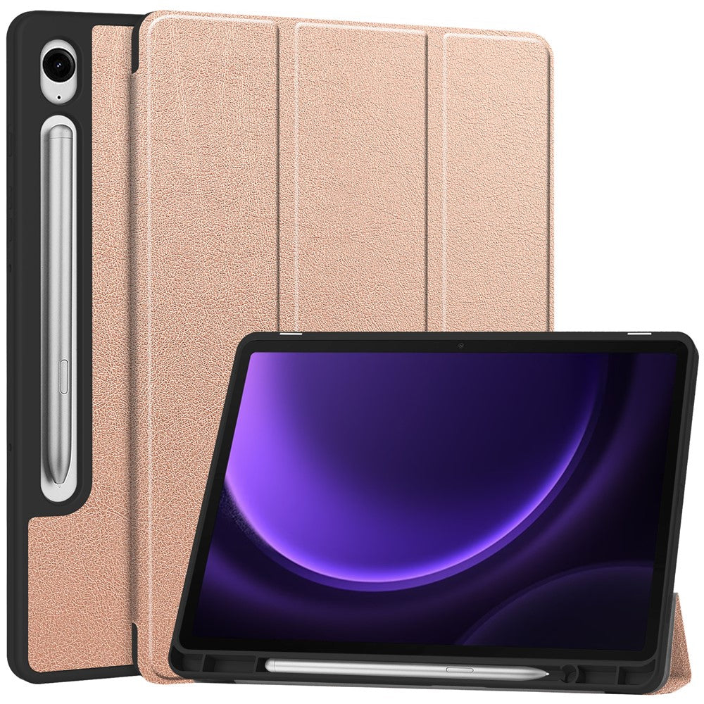 For Samsung Galaxy Tab S10 Lite / S10 FE / S9 FE / Tab S9 Smart Case PU Leather+TPU Trifold Stand Tablet Cover with Pencil Holder