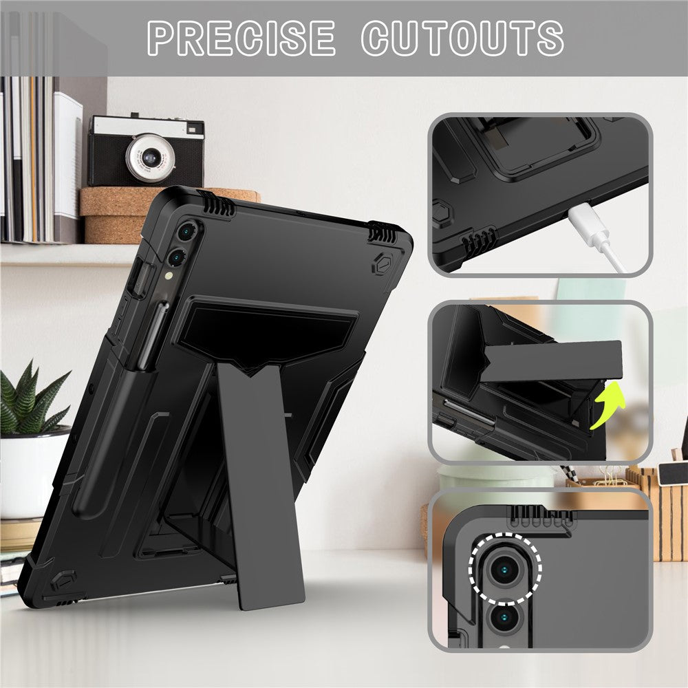 Til Samsung Galaxy Tab S9+ / Tab S9 FE+ Robust Cover med T-formet Støttefod og Beskyttende Tabletcover
