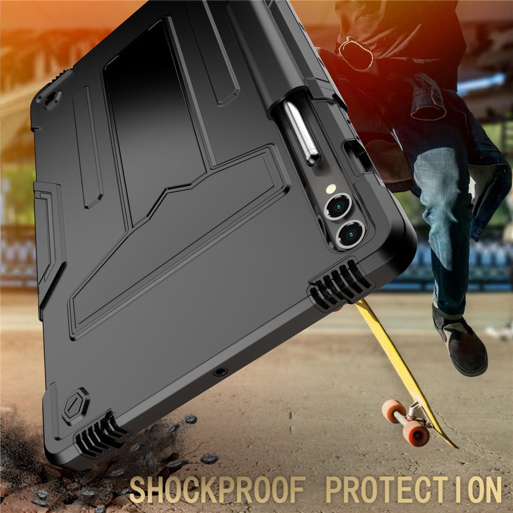 Til Samsung Galaxy Tab S9+ / Tab S9 FE+ Robust Cover med T-formet Støttefod og Beskyttende Tabletcover