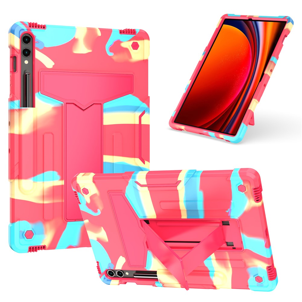Til Samsung Galaxy Tab S9+ / Tab S9 FE+ Robust Cover med T-formet Støttefod og Beskyttende Tabletcover