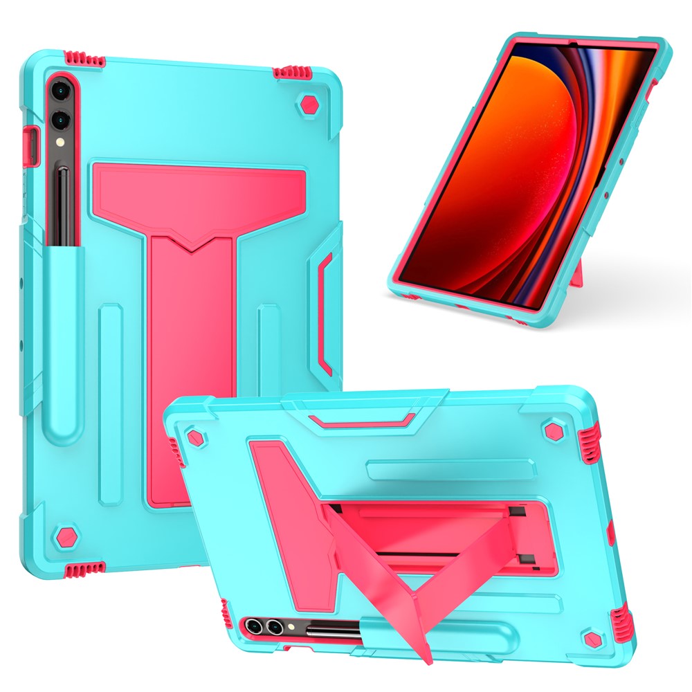 Til Samsung Galaxy Tab S9+ / Tab S9 FE+ Robust Cover med T-formet Støttefod og Beskyttende Tabletcover