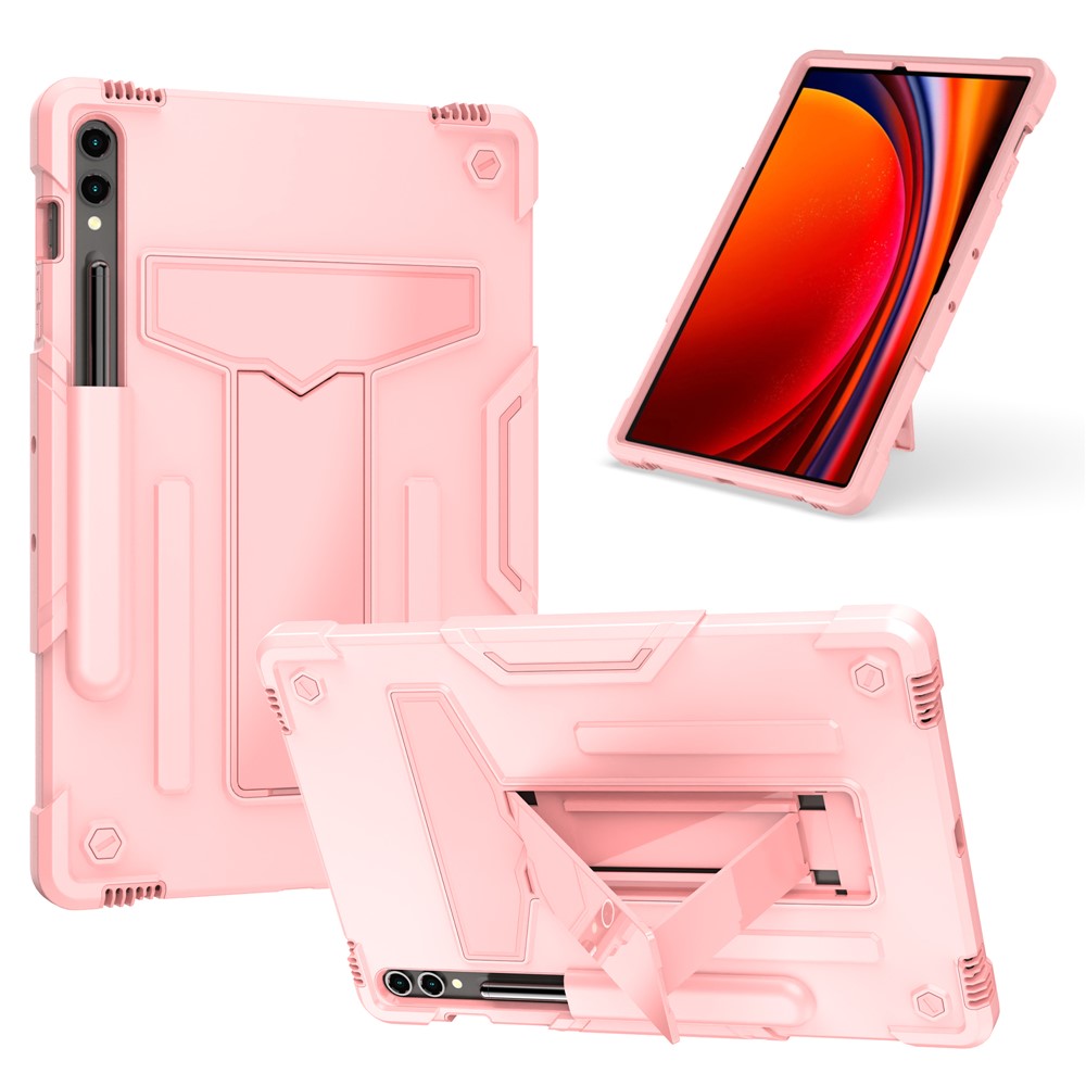 Til Samsung Galaxy Tab S9+ / Tab S9 FE+ Robust Cover med T-formet Støttefod og Beskyttende Tabletcover