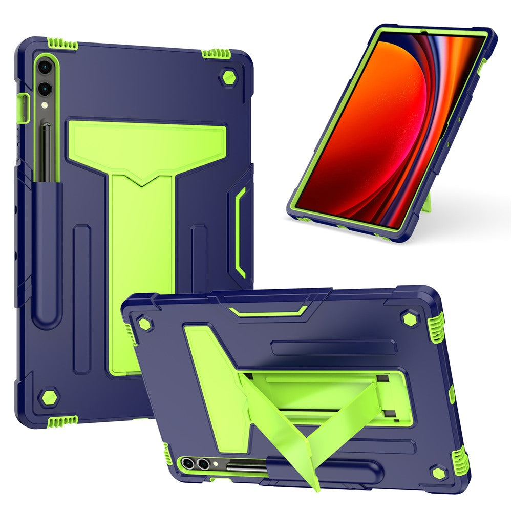 Til Samsung Galaxy Tab S9+ / Tab S9 FE+ Robust Cover med T-formet Støttefod og Beskyttende Tabletcover