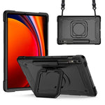 Til Samsung Galaxy Tab S9+ / Tab S9 FE+ Cover med Roterende Stander og Skulderrem