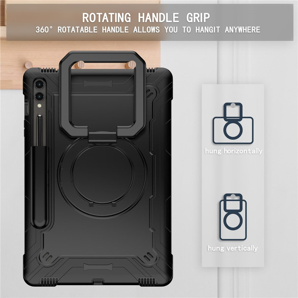Til Samsung Galaxy Tab S9+ / Tab S9 FE+ Cover med Roterende Stander og Skulderrem