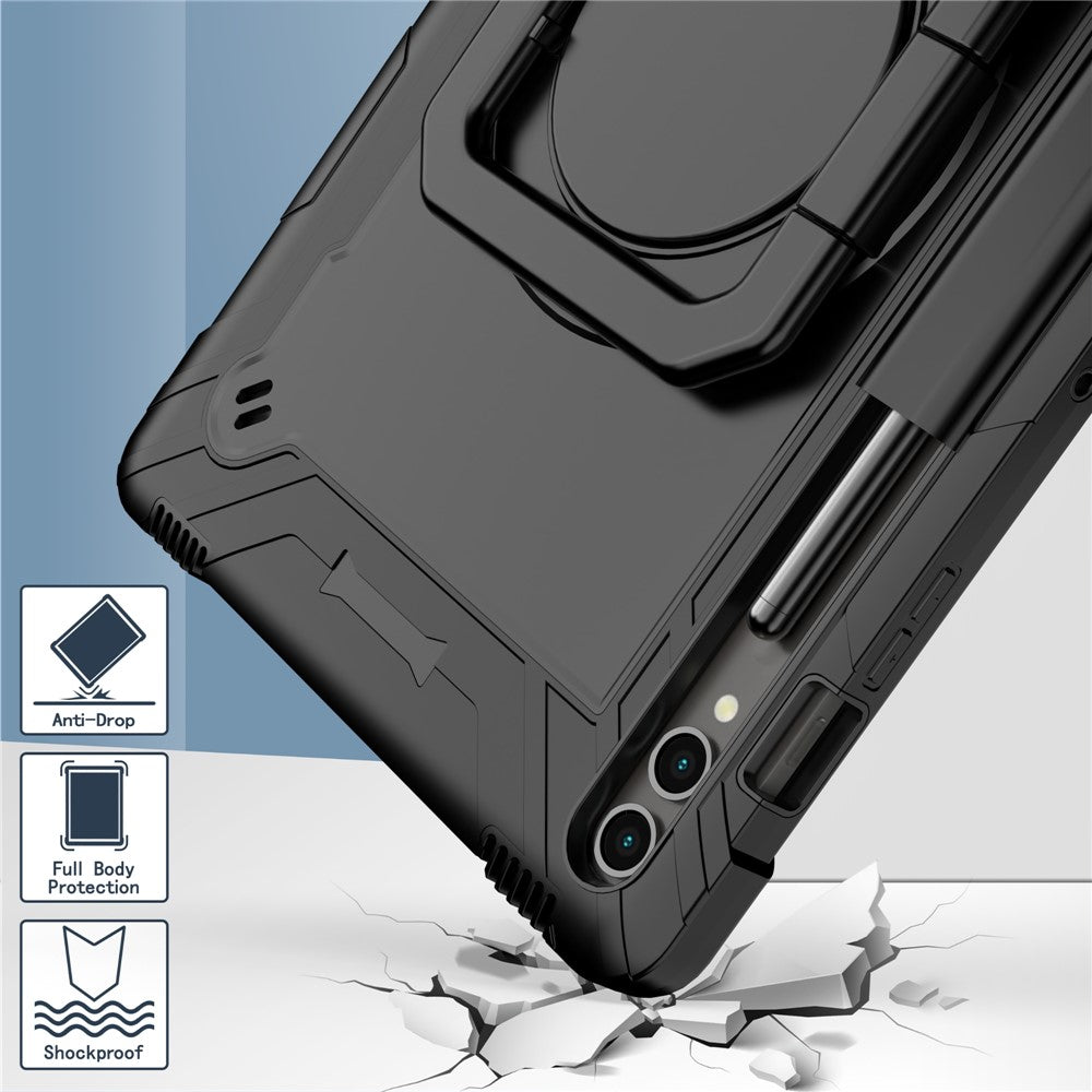 Til Samsung Galaxy Tab S9+ / Tab S9 FE+ Cover med Roterende Stander og Skulderrem