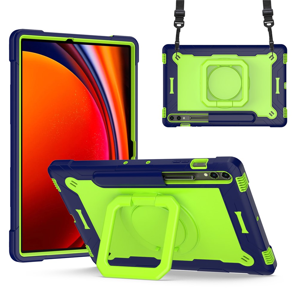 Til Samsung Galaxy Tab S9+ / Tab S9 FE+ Cover med Roterende Stander og Skulderrem