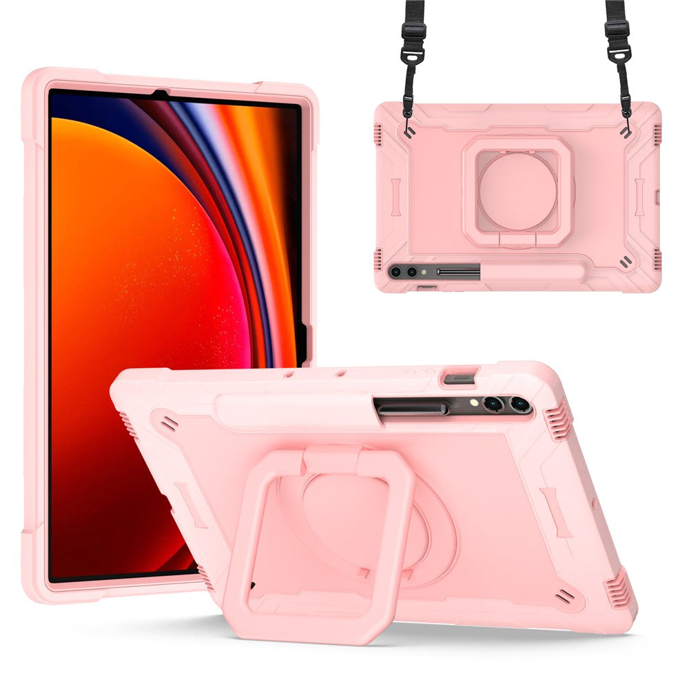 Til Samsung Galaxy Tab S9+ / Tab S9 FE+ Cover med Roterende Stander og Skulderrem