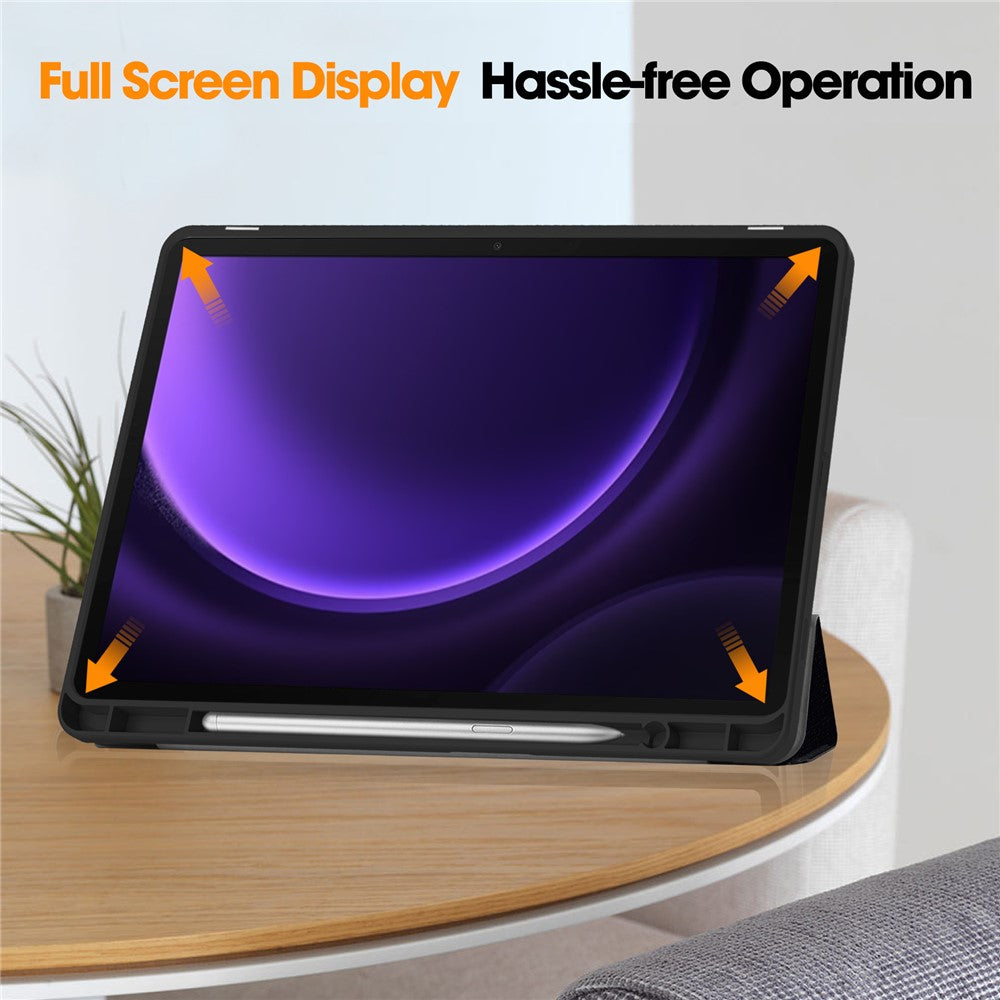 For Samsung Galaxy Tab S10 Lite / S10 FE / S9 FE / Tab S9 Case Leather Pattern Printing Smart Tablet Cover with Pencil Holder