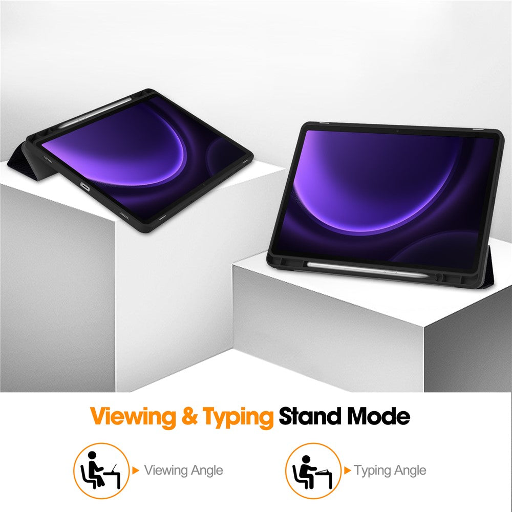For Samsung Galaxy Tab S10 Lite / S10 FE / S9 FE / Tab S9 Case Leather Pattern Printing Smart Tablet Cover with Pencil Holder