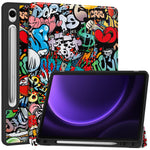 For Samsung Galaxy Tab S10 Lite / S10 FE / S9 FE / Tab S9 Case Leather Pattern Printing Smart Tablet Cover with Pencil Holder