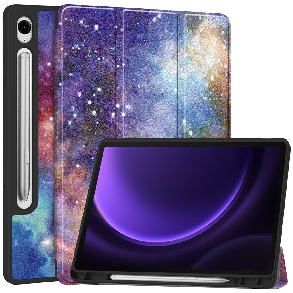 For Samsung Galaxy Tab S10 Lite / S10 FE / S9 FE / Tab S9 Case Leather Pattern Printing Smart Tablet Cover with Pencil Holder