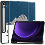 For Samsung Galaxy Tab S10 Lite / S10 FE / S9 FE / Tab S9 Case Leather Pattern Printing Smart Tablet Cover with Pencil Holder